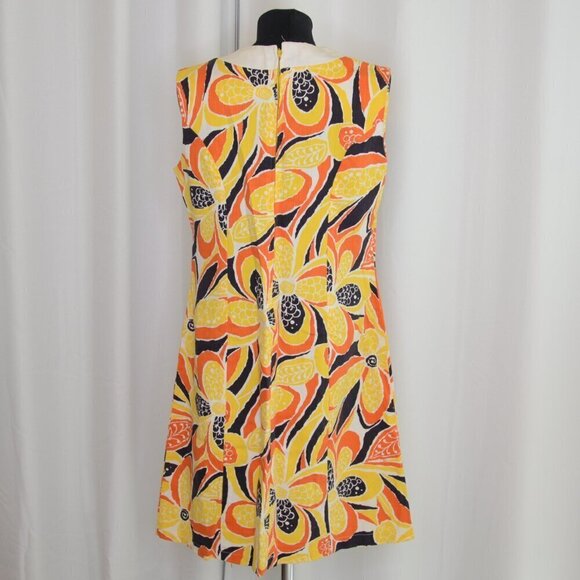 Vintage 1960s Shift Dress Mini Psychedelic Retro Print Sz M - Picture 2 of 4